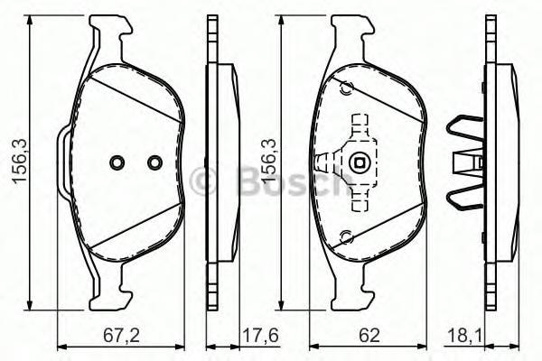 Тормозные колодки Bosch передние дисковые для Ford Focus ST 170, Transit 986424701