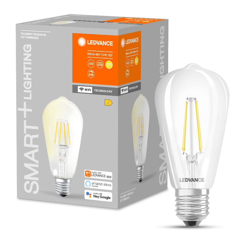 

Умная лампочка светодиодная филаментная LEDVANCE / OSRAM SMART+ ST64, E27, 5,5Вт, 2700К