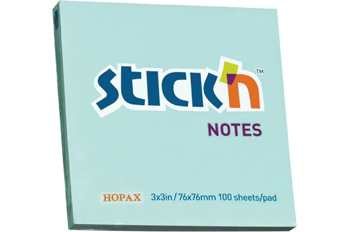 

Блок самоклеящийся бумажный STICKN 21149, 76x76, 100 л, пастель, голубой, Блок самоклеящийся бумажный STICK`N 21149, 76x76, 100 л, пастель, голубой