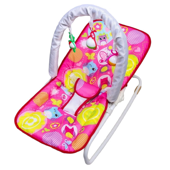 Шезлонг-качалка для новорождённых Цветы игровая дуга съёмные игрушки МИКС 3940307 качалка лошадка мини микс
