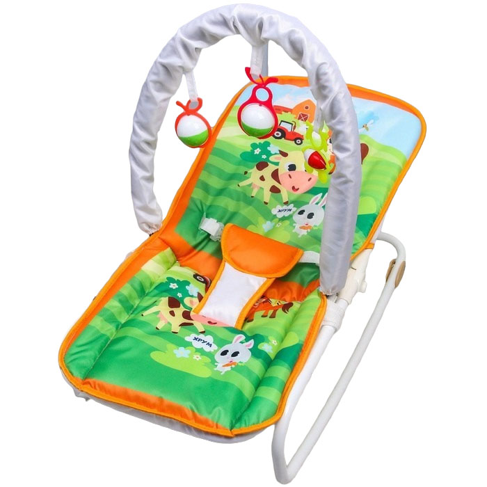 фото Шезлонг-качалка для новорождённых «домашние животные», игровая дуга, съёмные игрушки микс nobrand