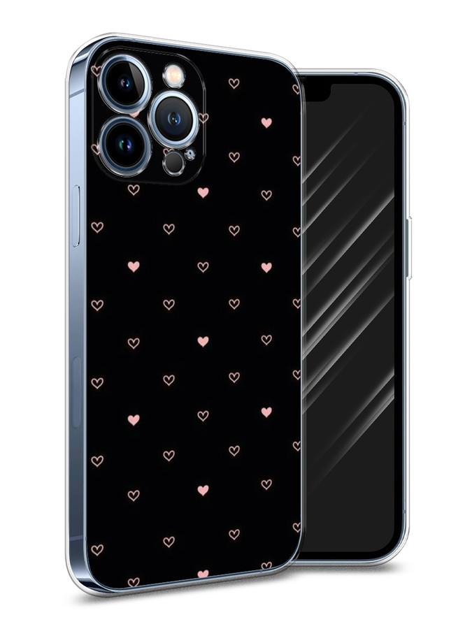 

Чехол Awog на Apple iPhone 13 Pro Max / Айфон 13 Pro Max "Черный фон и сердечки", Разноцветный, 14450-3