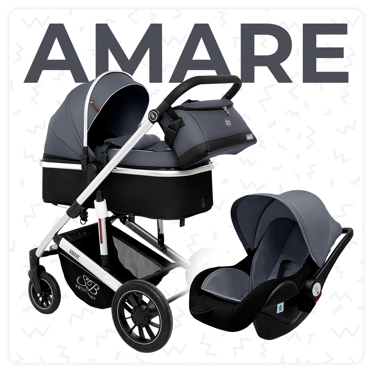 фото Коляска sweet baby amare 3в1 grey