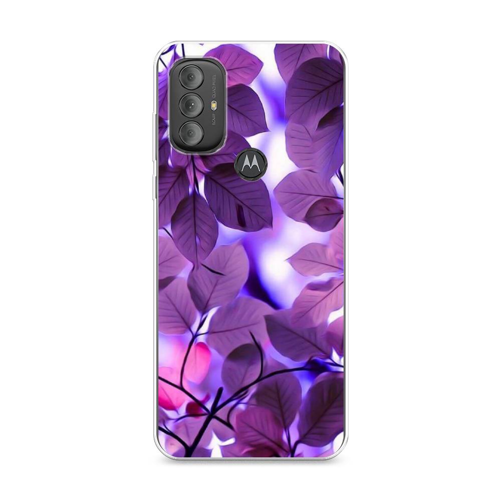 

Чехол на Motorola Moto G Power 2022 "Сиреневые листики", Фиолетовый;голубой, 242850-2
