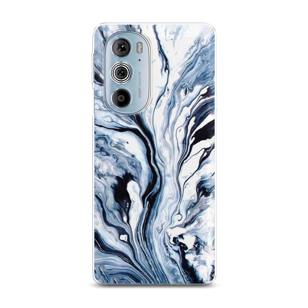 фото Силиконовый чехол "голубой минерал мрамор" на motorola edge 30 pro awog