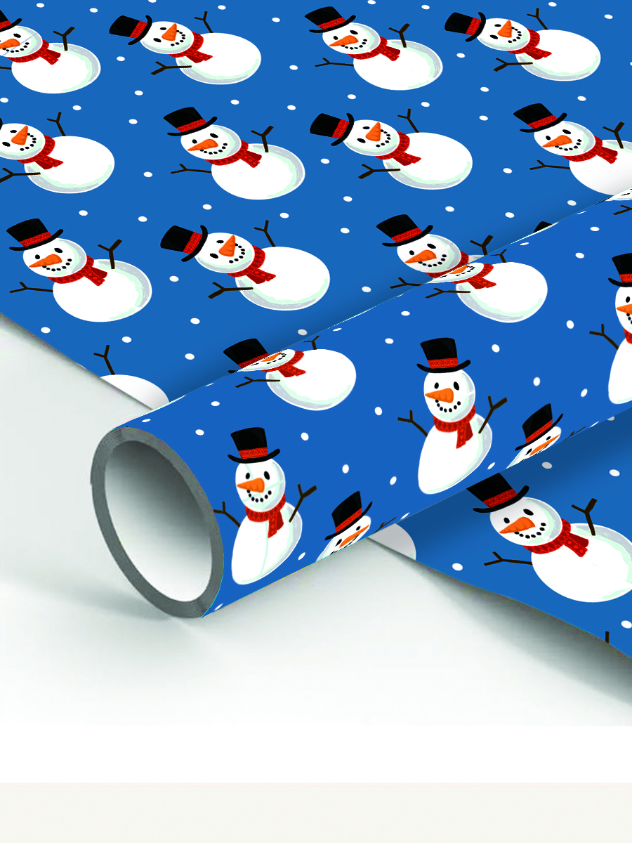 

Упаковочная бумага AXLER Christmas Snowman глянцевая, оберточная в рулоне 90г/м2 70х100см, Белый;синий, Christmas Snowman