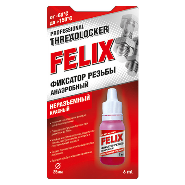 фото Фиксатор резьбы felix красный 6 мл