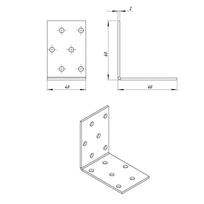 фото Уголок крепежный 6 x 6 x 4 x 0,2 см nobrand