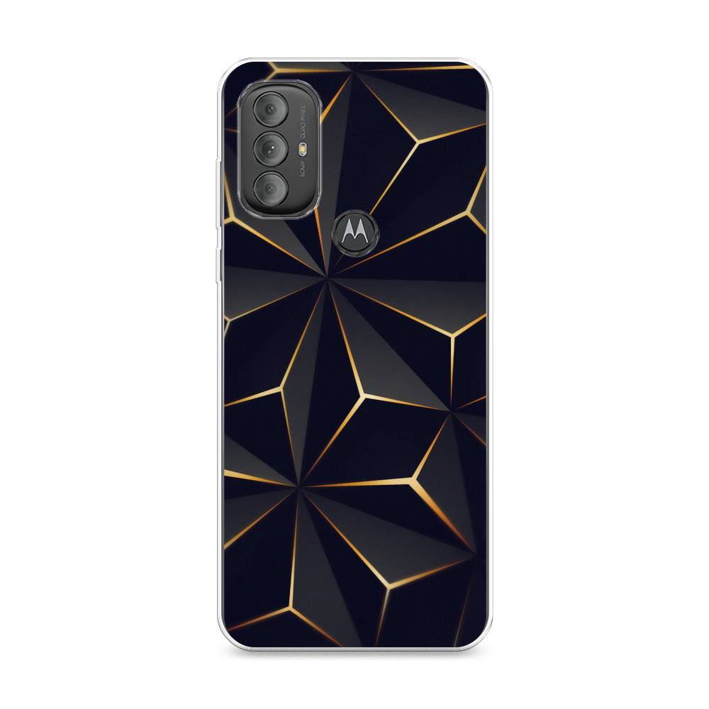 

Чехол на Motorola Moto G Power 2022 "Черные полигоны", Золотистый;черный, 242850-3