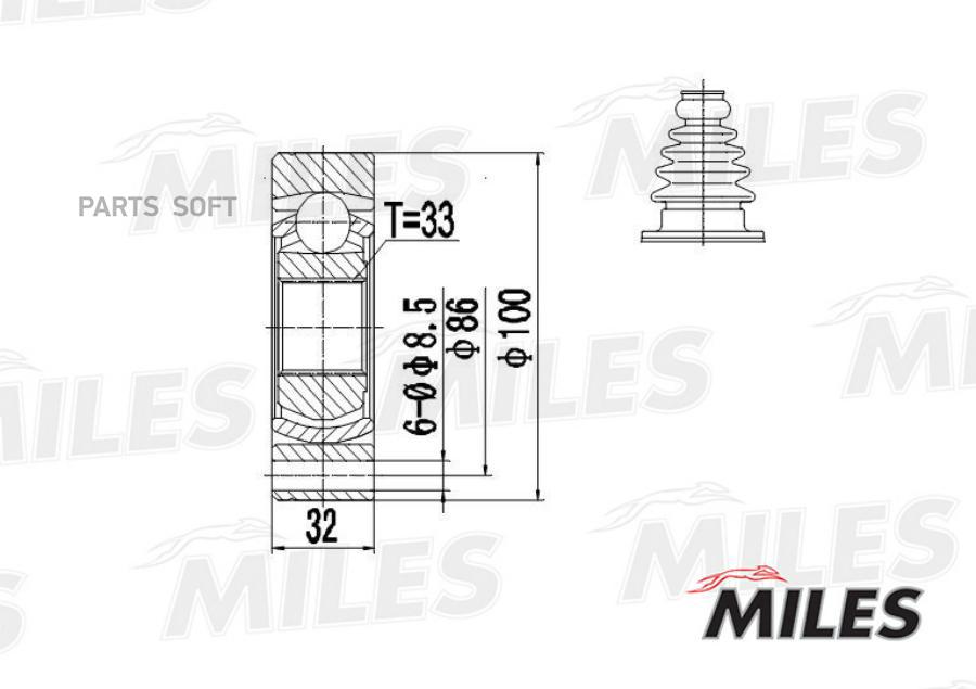 

Шрус Vw T2/T3 1.6-2.1 68-92 Внутр. Miles арт. GA10034