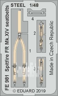 

FE981 Eduard 1/48 Spitfire FR Mk. XIV стальные ремни, Цветной