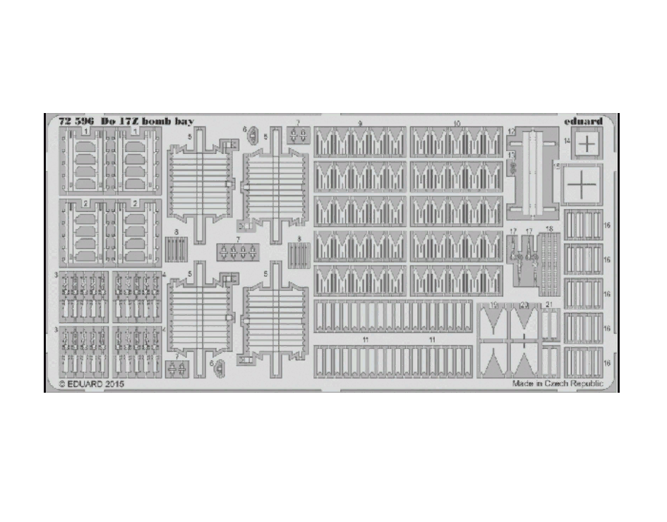 

72596 Eduard 1/72 Фототравление для Do 17Z bomb bay, Однотонный