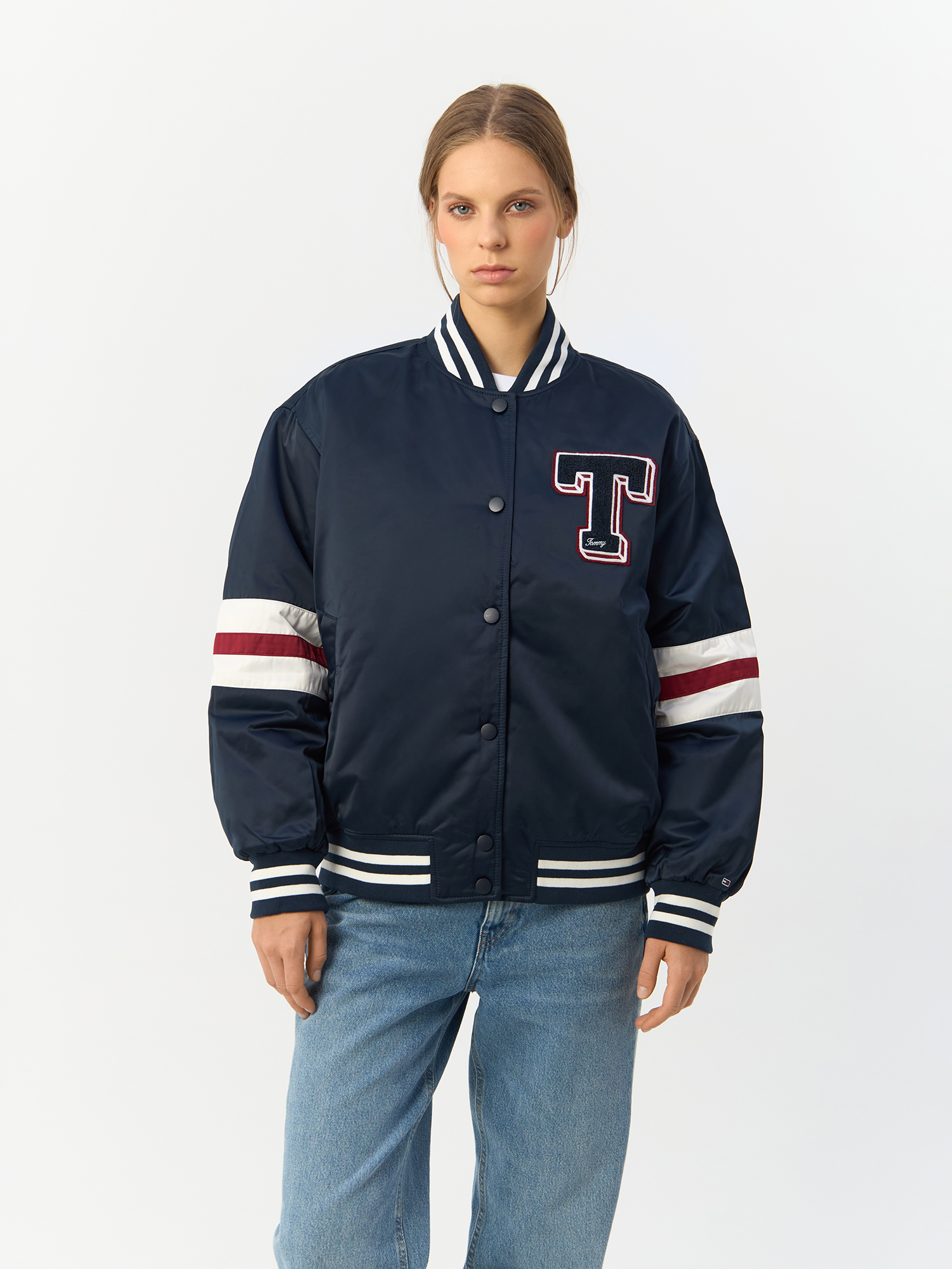 Куртка женская Tommy Hilfiger Letterman Bomber DW0DW18306 синяя XS