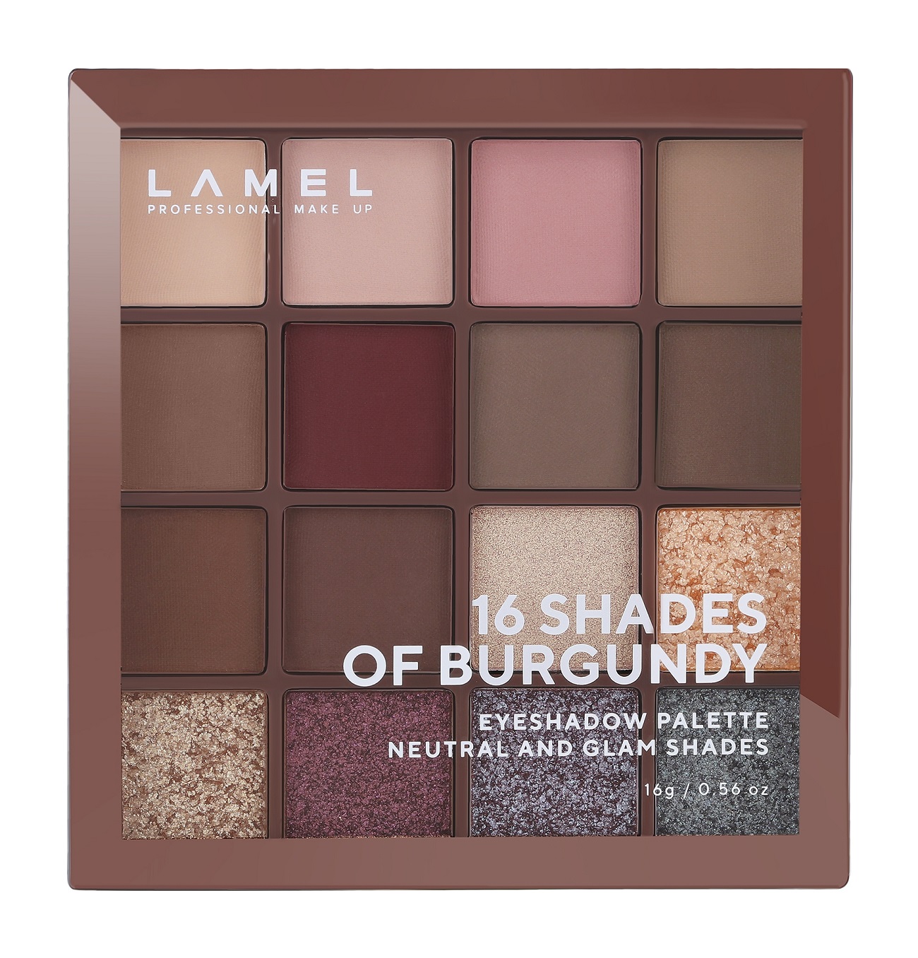 фото Тени для век lamel professional 16 shades of burgundy eyeshadow palette