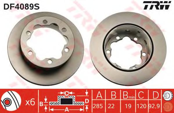 

Диск тормозной задний MB 4T-Sprinter/VW LT 28-46 II /Vent D=285mm TRW DF4089S