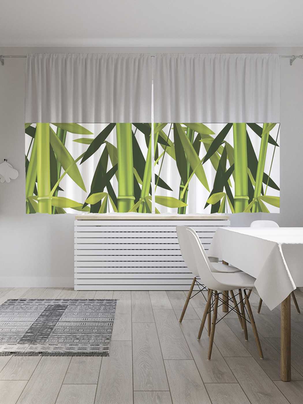 фото Классические шторы joyarty "бамбуковые листья", серия oxford delux, 2 полотна 145x180 см