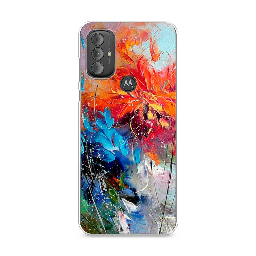 

Чехол на Motorola Moto G Power 2022 "Абстрактные цветы", Оранжевый;синий, 242850-4