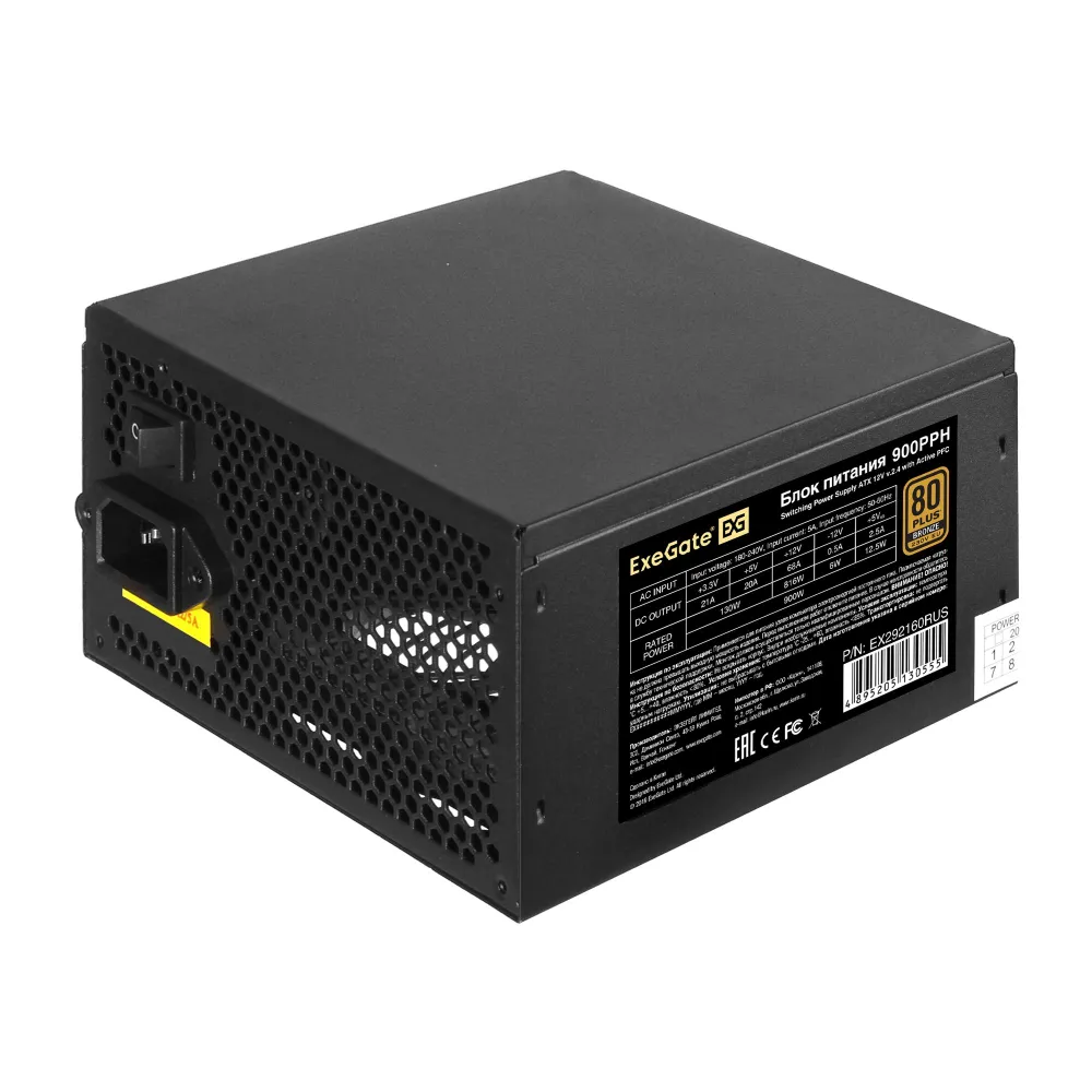 

Блок питания ExeGate 900PPH-Oem 900W (EX292173RUS-OEM), Черный, 900PPH-Oem