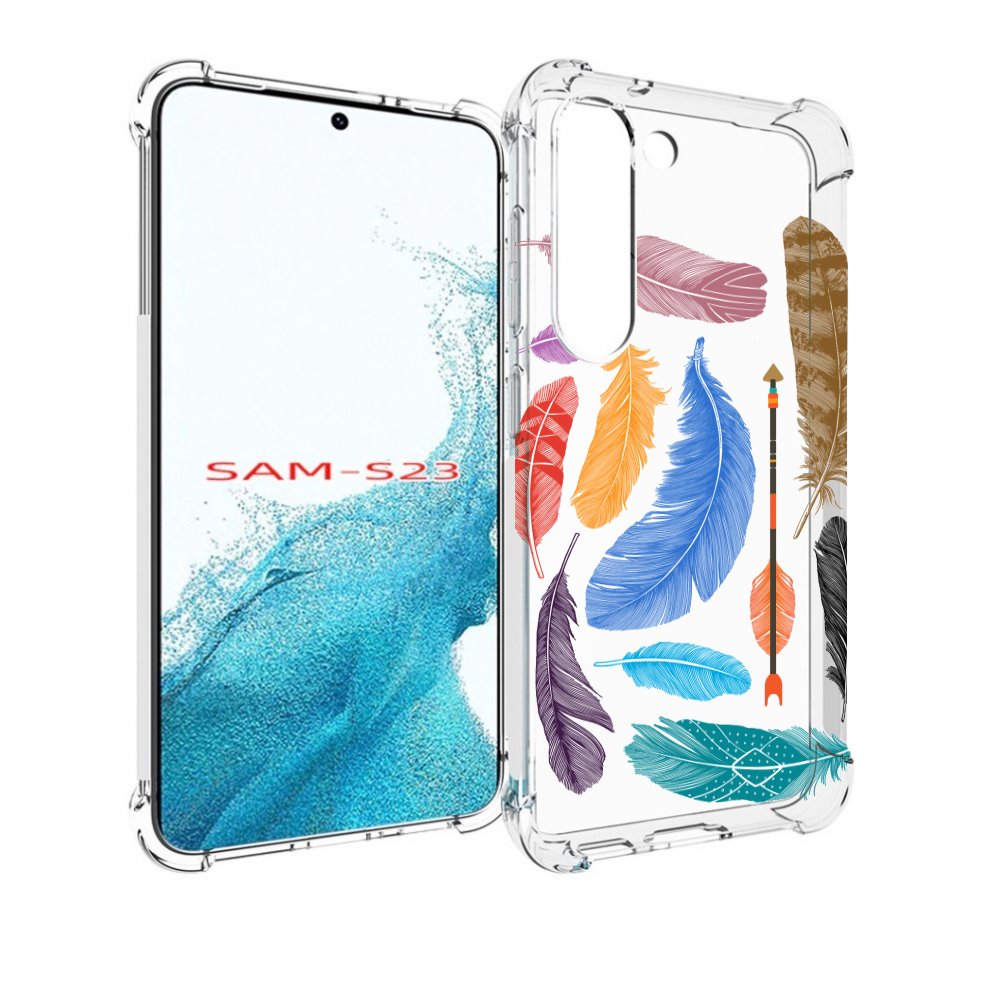 

Чехол MyPads разноцветные перья для Samsung Galaxy S23, Прозрачный, Tocco