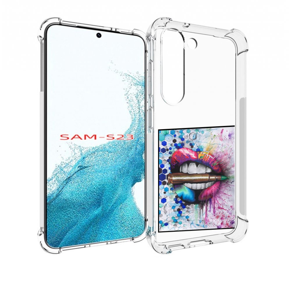 

Чехол MyPads разноцветные губы с пулей для Samsung Galaxy S23, Прозрачный, Tocco