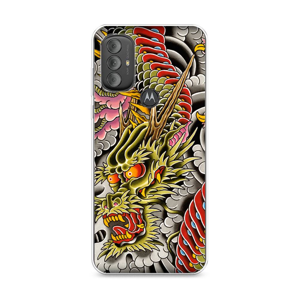 

Чехол на Motorola Moto G Power 2022 "Японский дракон", Желтый;розовый;красный, 242850-4