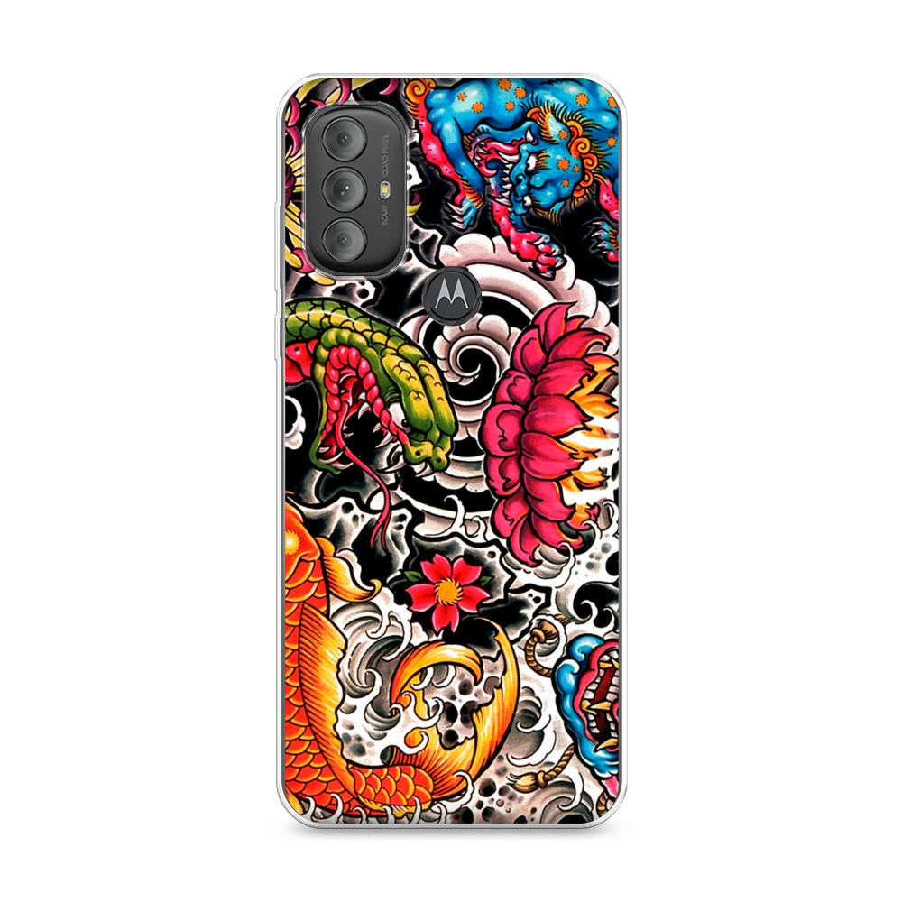 

Чехол на Motorola Moto G Power 2022 "Японское искусство", Красный;оранжевый;голубой, 242850-4