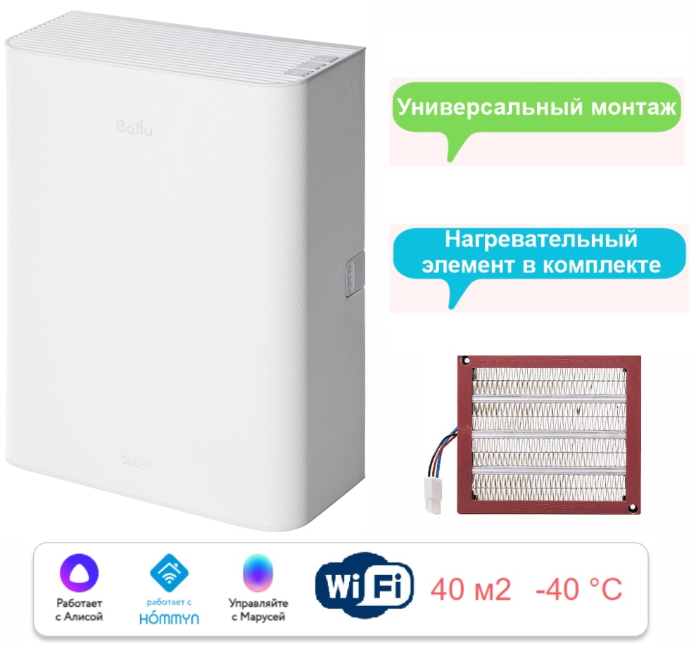 Вентиляционная установка Ballu Ballu ONEAIR ASP-100 + нагревательный элемент