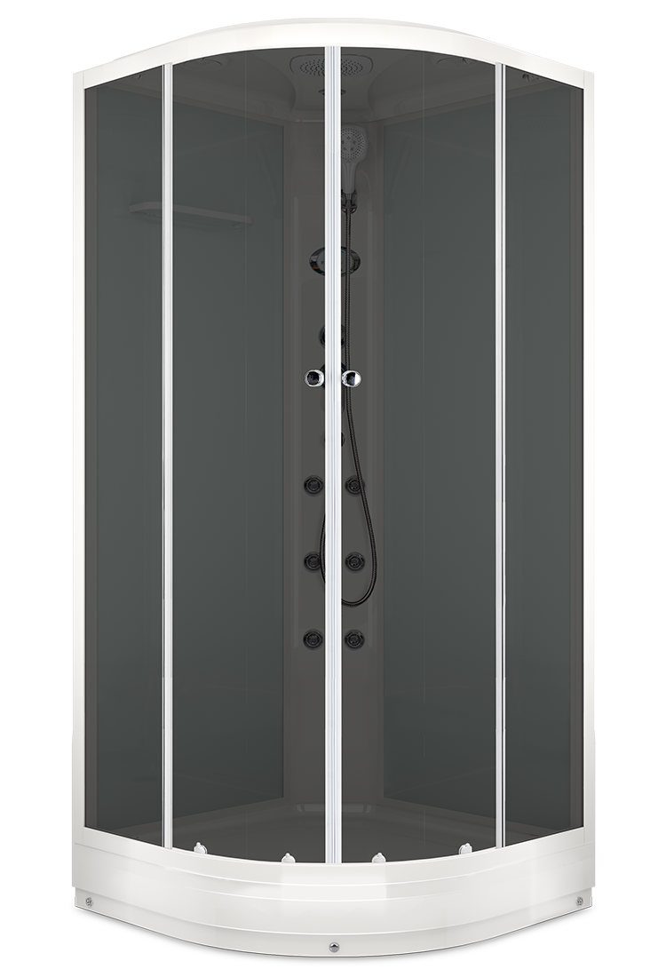 

Domani Spa Delight Slim 88 с электрикой, низкий поддон 800x800x2180 (бел. стенки, тонир. с