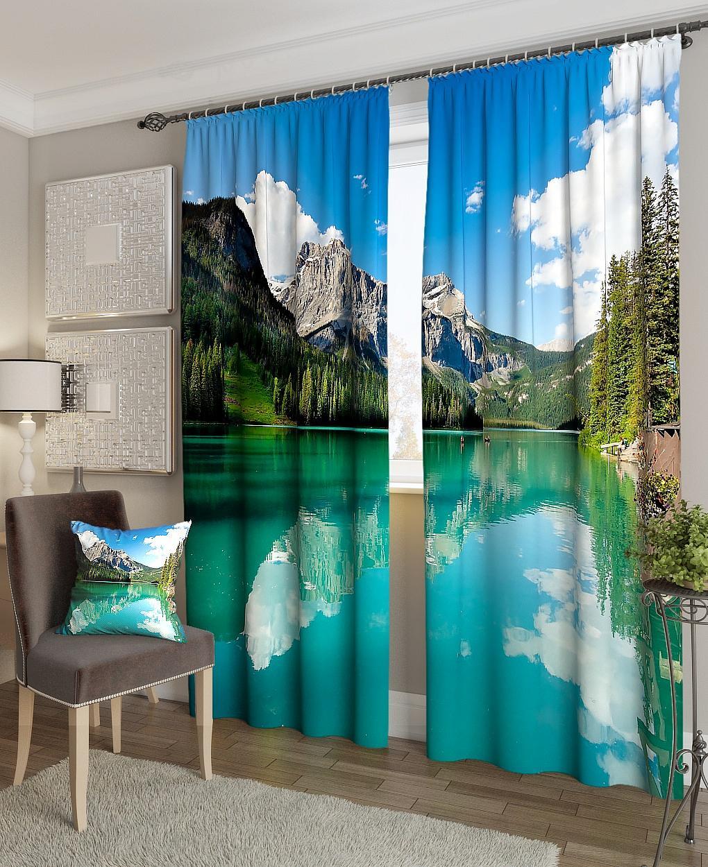 

Фотошторы AT HOME Озерная гладь высота 260 см, ширина 150 см, крепление - шторная лента, 900144