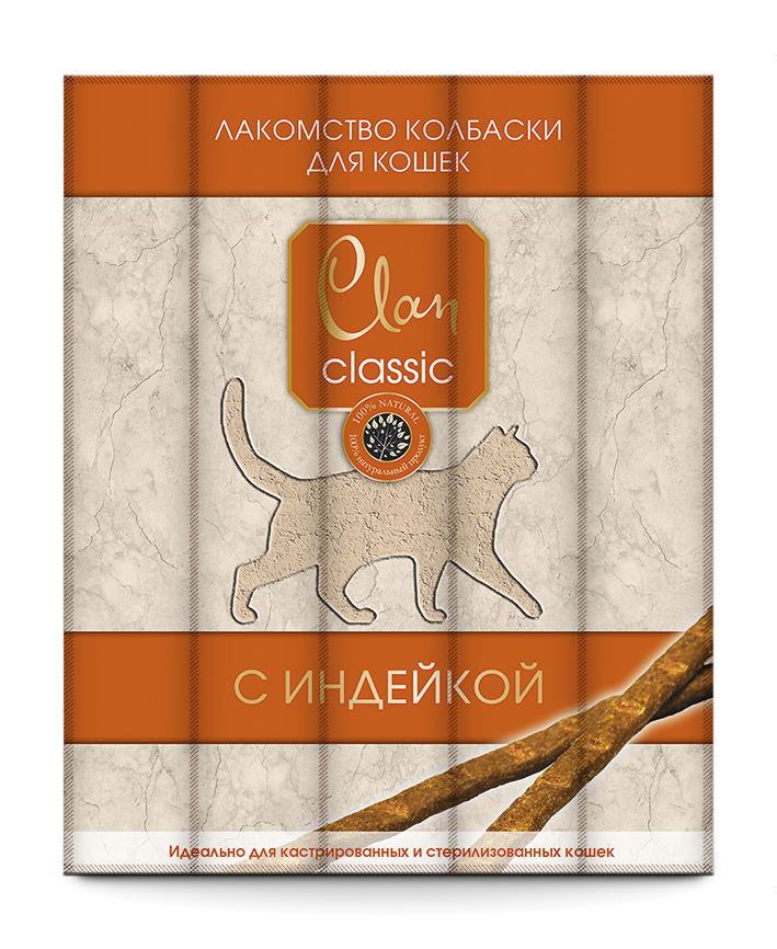 фото Лакомство для кошек clan classic колбаски, индейка, 30 шт по 25 г