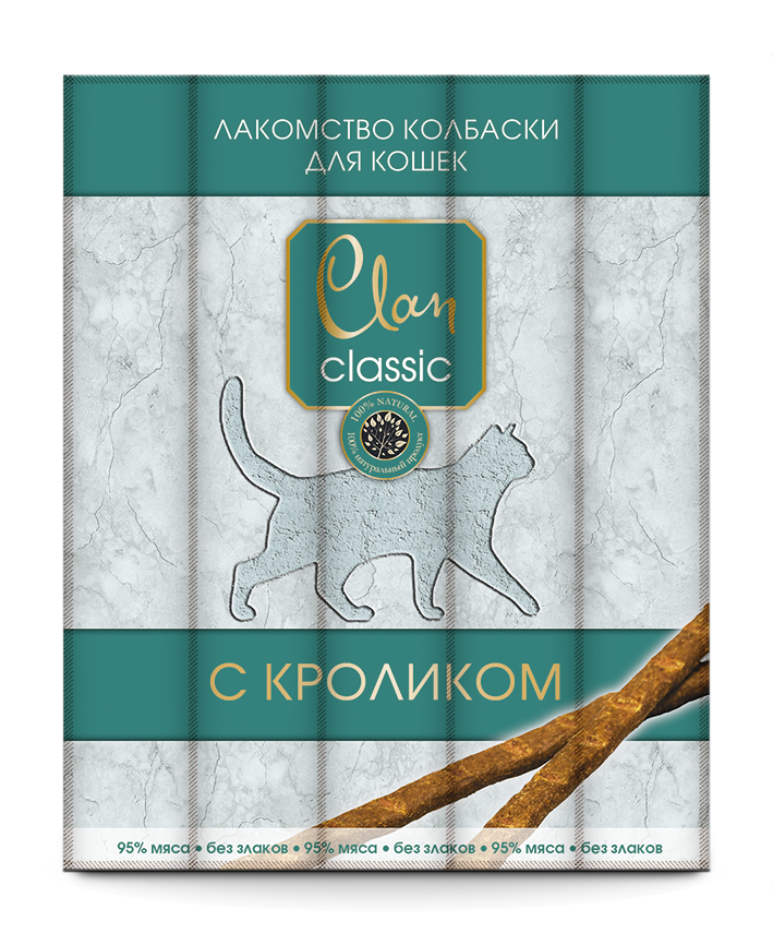 фото Лакомство для кошек clan classic колбаски, кролик, 30 шт по 25 г