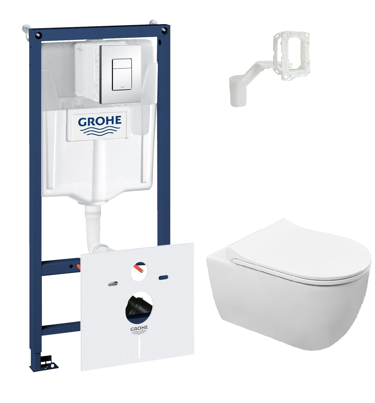 фото Комплект инсталляция grohe 38827000 5в1+унитаз подвесной azario ferio 87565 с сид. мл