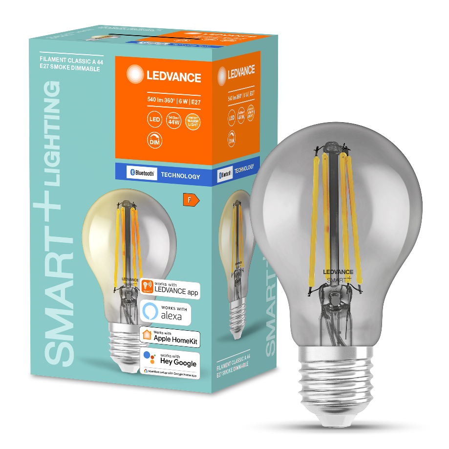 Умная лампочка светодиодная филаментная LEDVANCE / OSRAM SMART+ A, E27, 6Вт, 2700К, 540лм