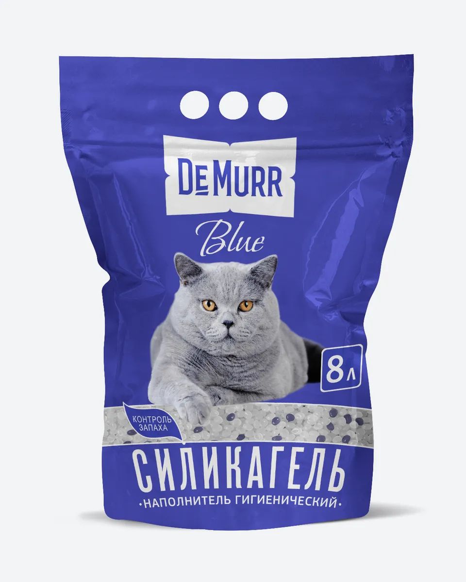 Гигиенический наполнитель силикагелевый с синими гранулами DeMurr BLUE 8 л