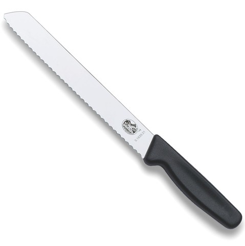 

Нож Victorinox для хлеба, лезвие 21 см волнистое, черный, в блистере KSZ-5.1633.21B