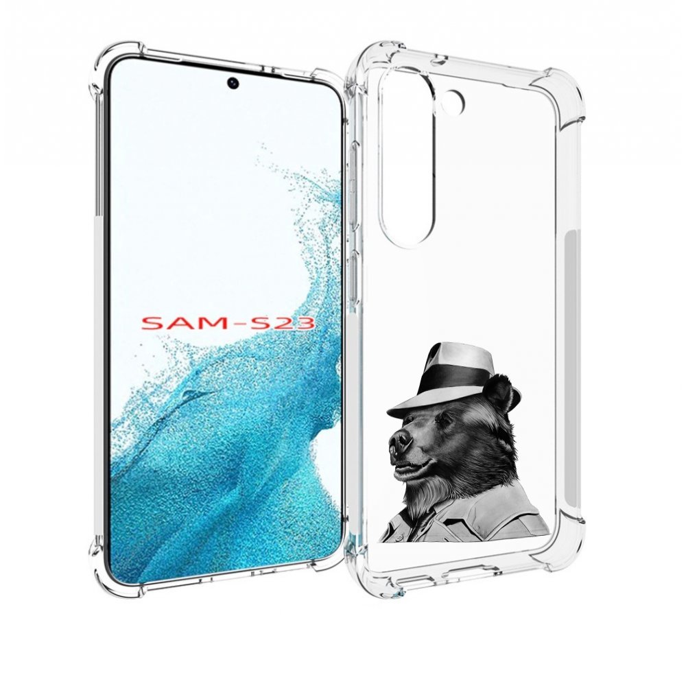 Чехол MyPads медведь в шляпе для Samsung Galaxy S23
