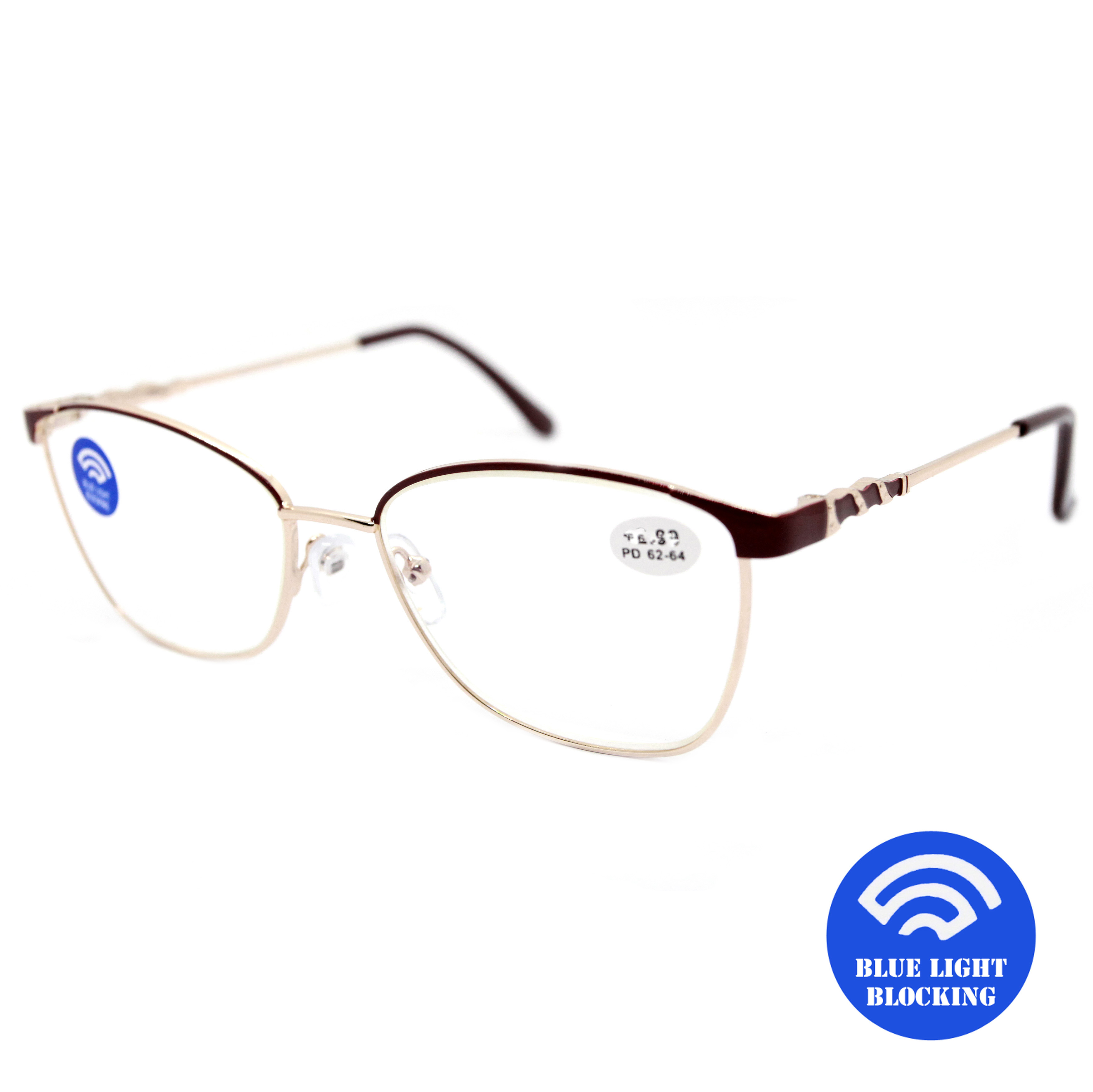 Готовые очки Glodiatr 1731 +2,50, без футляра, BLUE BLOCKER, бордовый, РЦ 62-64