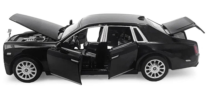 

Металлическая машинка Wanbao 1:32 Rolls-Royce Phantom 8888D инерционная, свет, звук Черный