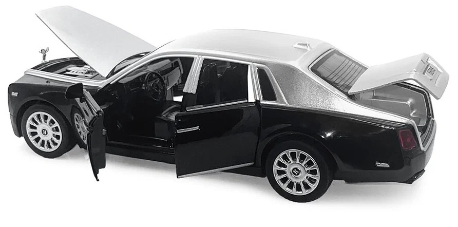 Металлическая машинка Wanbao 1:32 Rolls-Royce Phantom 8888D инерционная, свет/звук Серебро металлическая машинка wanbao 1 32 rolls royce phantom 8888d инерционная свет звук серебро