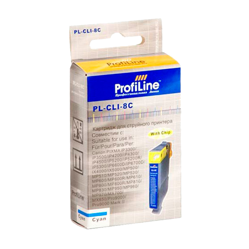 

Картридж для струйного принтера Profiline (PL-CLI8CY_ЧИП) голубой, совместимый