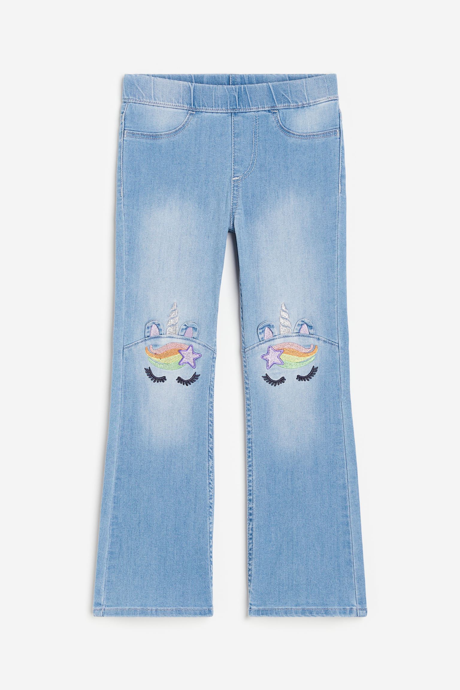 Расклешенные джинсы без шнурков H&M 92 Голубой/Единорог (доставка из-за рубежа)