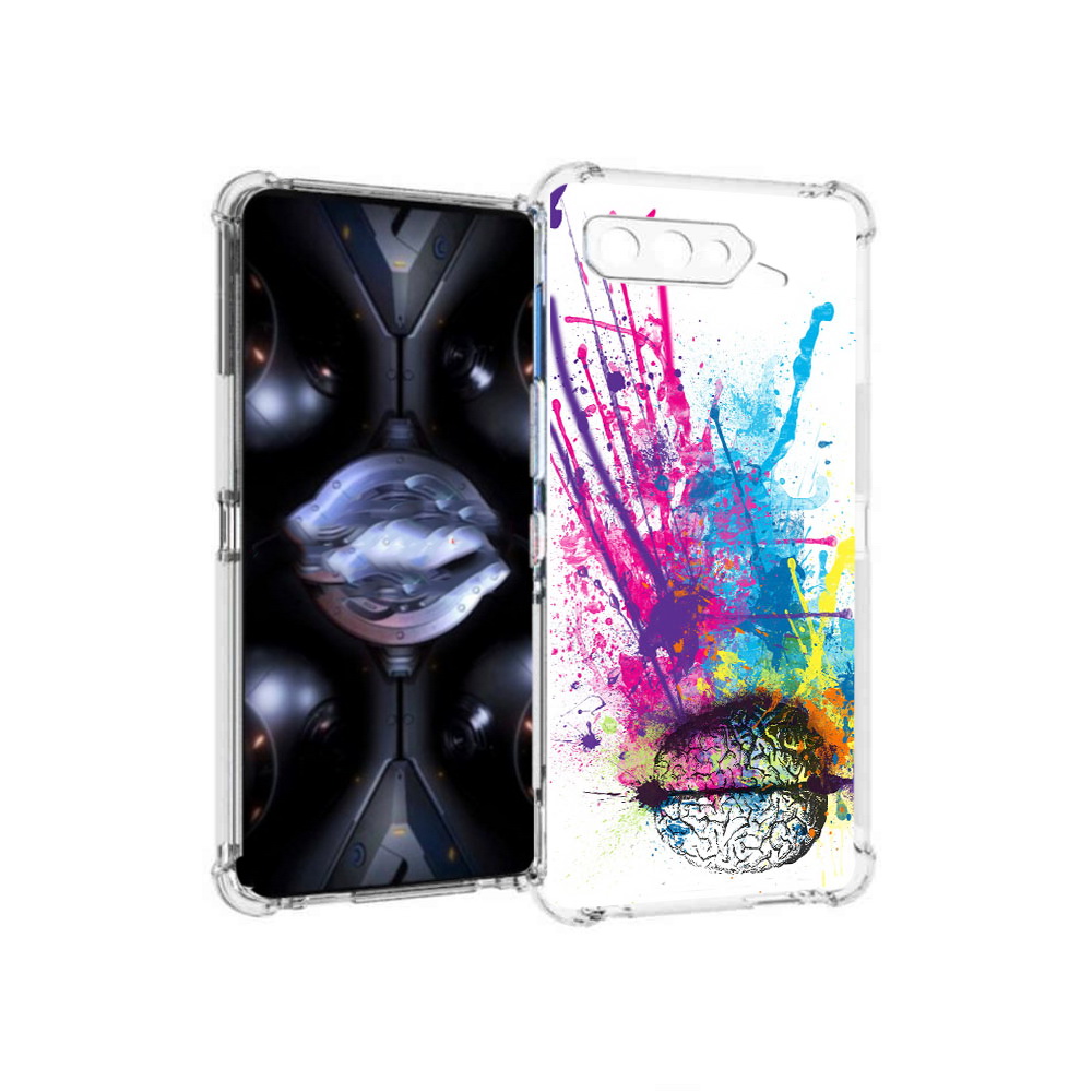 

Чехол MyPads Tocco для Asus ROG Phone 5 Pro яркий красочный мозг, Прозрачный, Tocco
