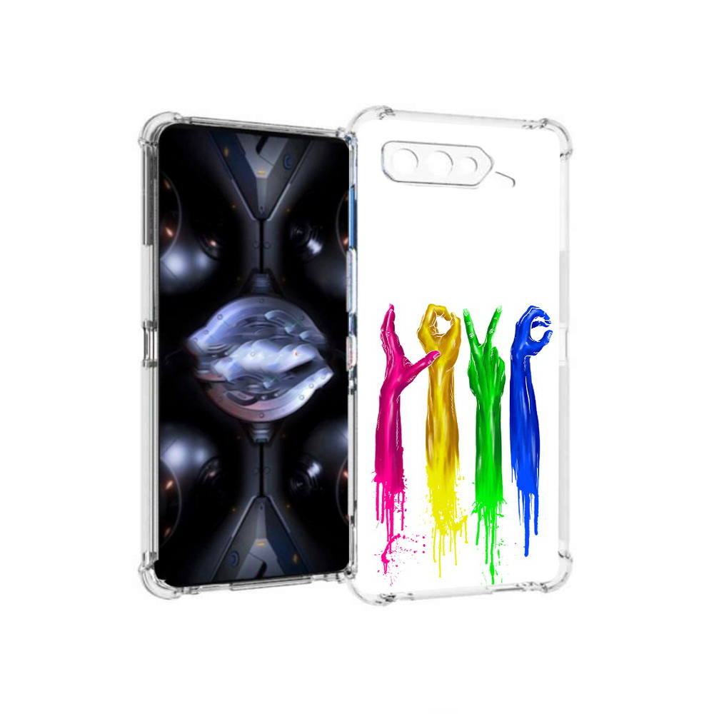 

Чехол MyPads Tocco для Asus ROG Phone 5 Pro яркие руки love, Прозрачный, Tocco