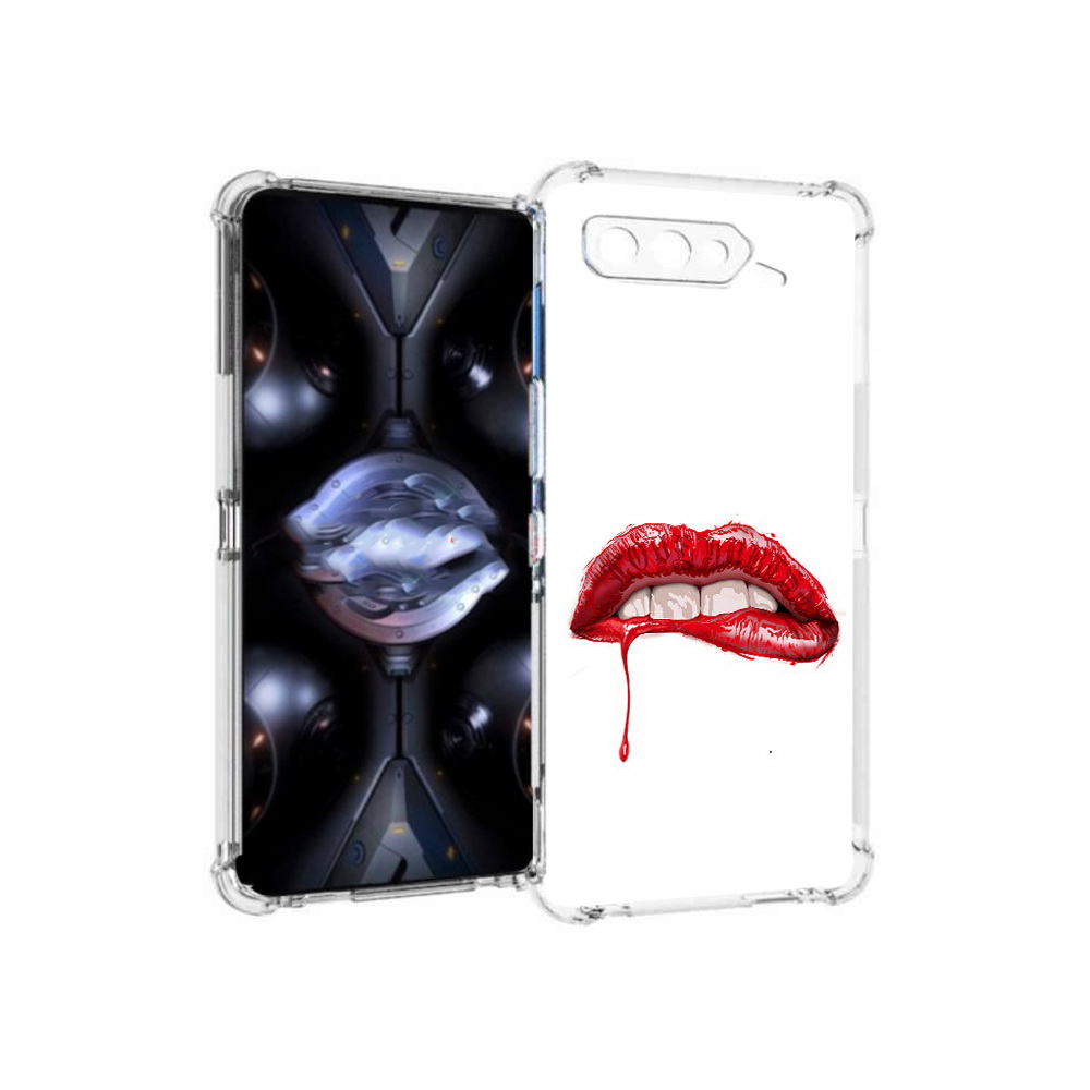 

Чехол MyPads Tocco для Asus ROG Phone 5 Pro яркие красные губы, Прозрачный, Tocco