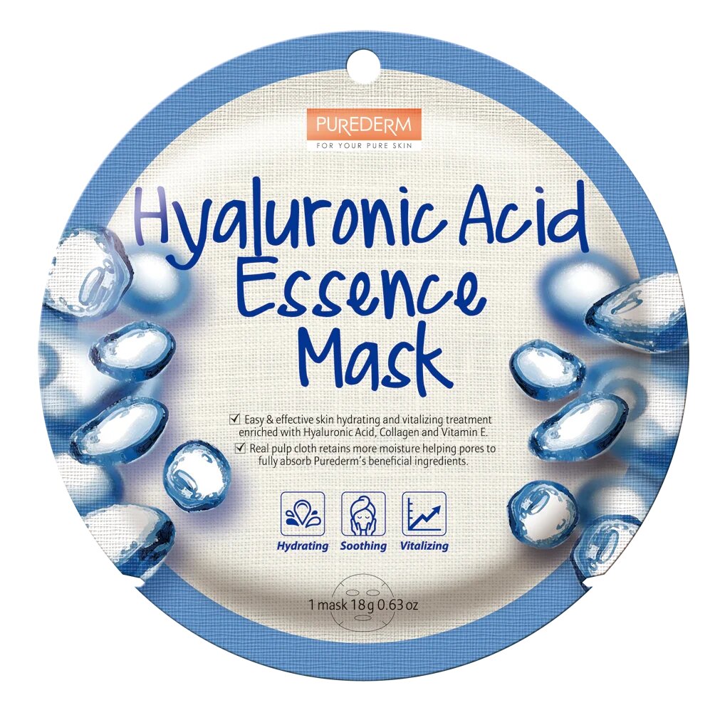 Purederm, Маска для лица Hyaluronic Acid Essence, 18 г 100027554773