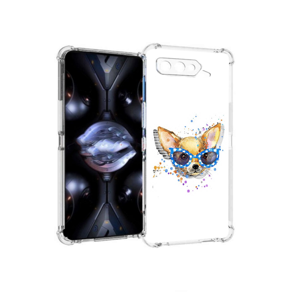 

Чехол MyPads Tocco для Asus ROG Phone 5 Pro чихуа-хуа в очках, Прозрачный, Tocco