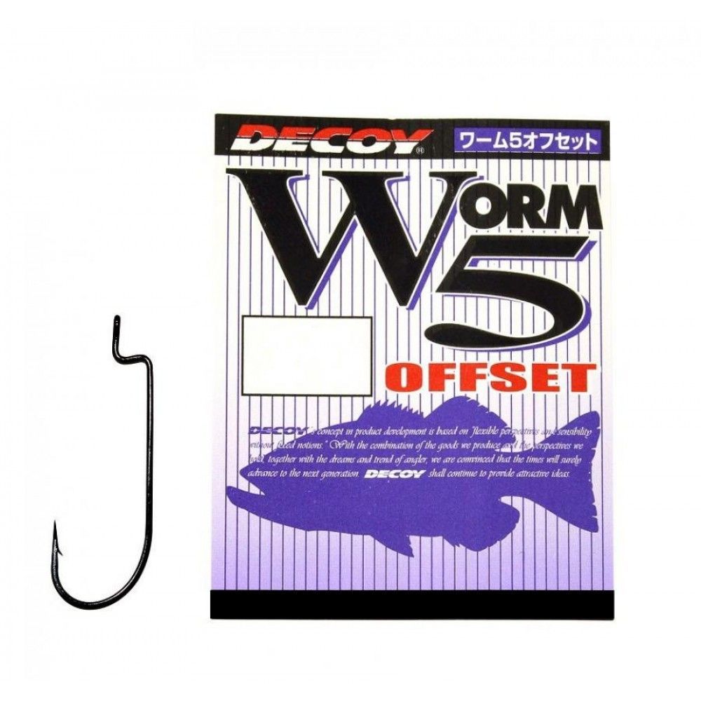 

Крючок Decoy Worm 5 Offset #1/0 (9шт), Черный, Worm 5 Offset