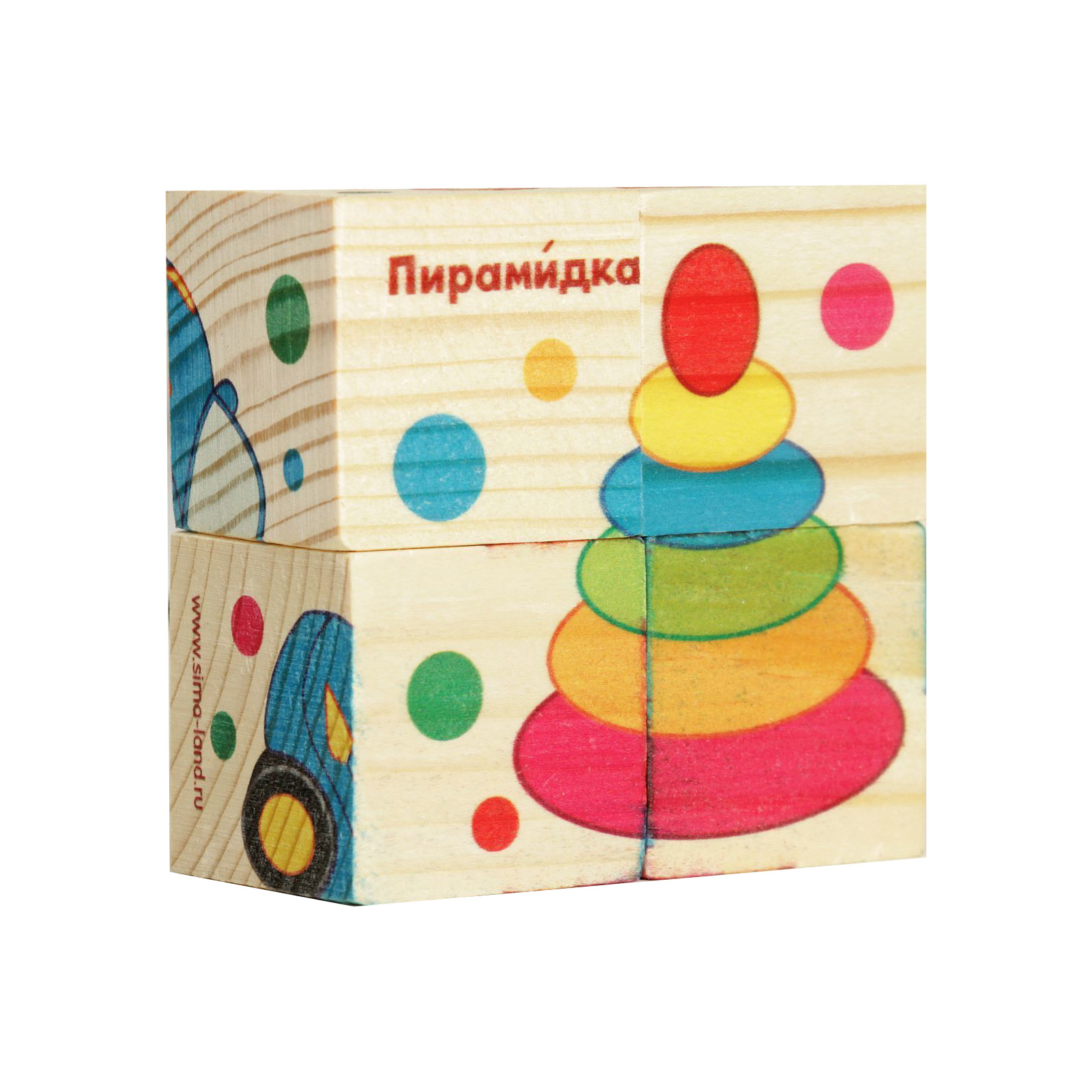 фото Кубики деревянные «любимые игрушки», набор 4 шт. лесная мастерская