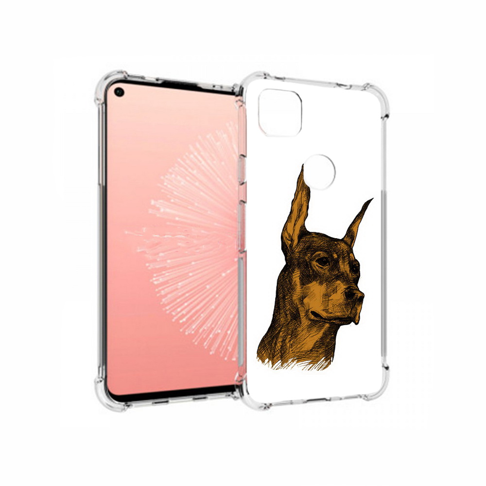 

Чехол MyPads Tocco для Google Pixel 4A скетч доберман, Прозрачный, Tocco