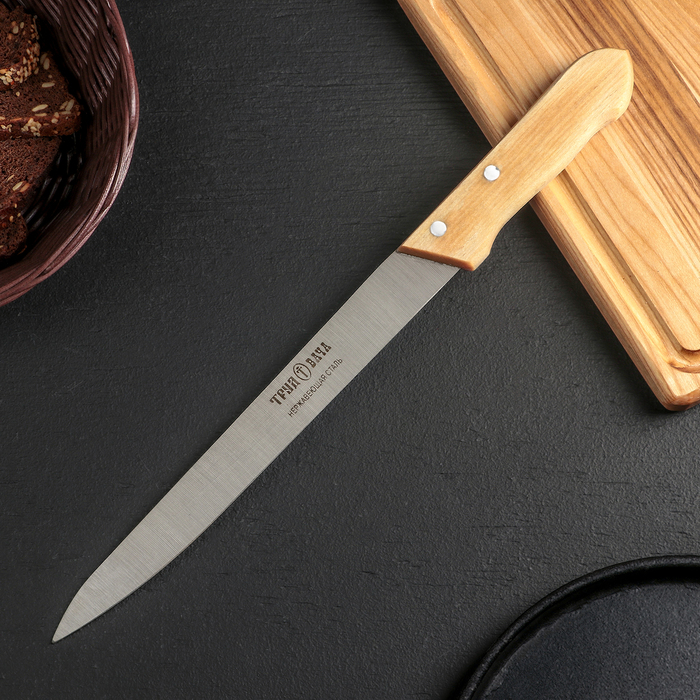 Труд Вача Нож кухонный «Гастрономический», для мяса, лезвие 23,5 см, деревянная рукоять
